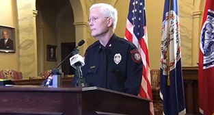 Photo of Police Chief Philip Broadfoot at news conference Saturday
